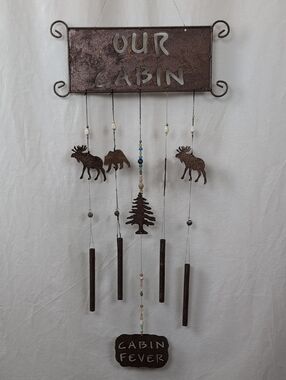 RUSTIC METAL "OUR CABIN" WIND CHIME